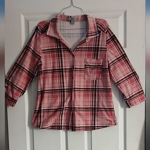 Plaid Button Down Shirt - Pink and Black